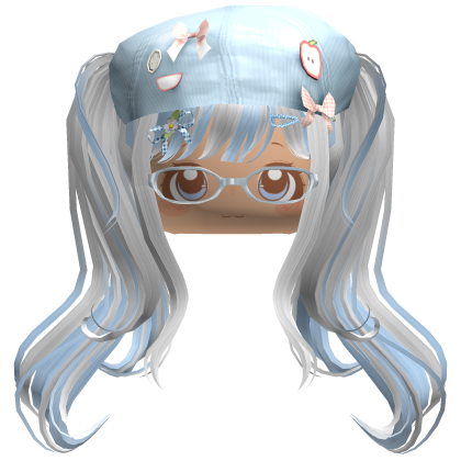 ♡ Igari Long Pigtails W/ Igari Face (White&Blue) Roblox item