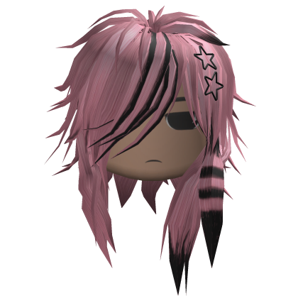 Messy Emo Hair w/ Star Clips (Pink/Black)