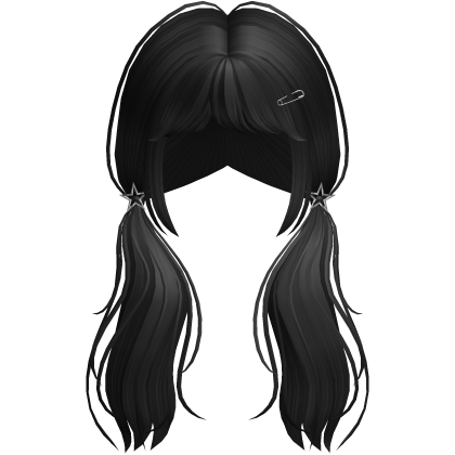 Y2K Messy Grunge Pigtails w/ Clips in Black Roblox item