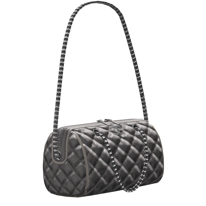Designer Light Grey Silver Quilted Bowling Bag