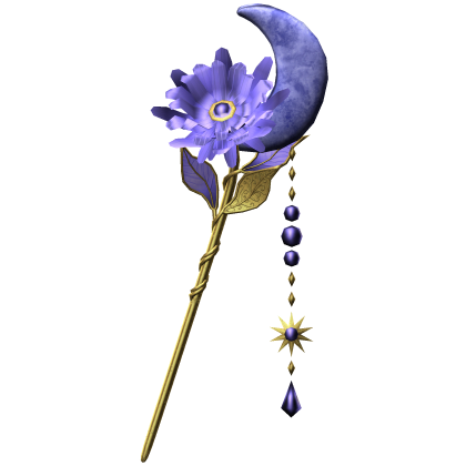 Flower & Moon Magical Staff In Light Purple & Gold Roblox item