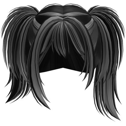 Messy Emo Scene Pigtails (Black and Grey) Roblox item