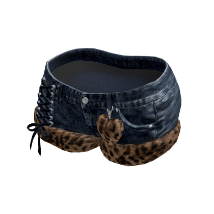 Y2K Blue Denim Leopard Mini Shorts