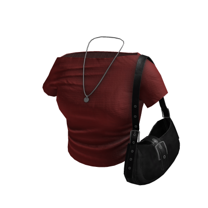 Downtown Girl Navy Top w/ Leather Bag Red thumbnail