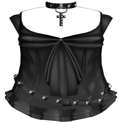 emo goth dress with studded belt and choker black
