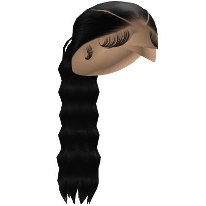 Black V Part Low Crimped Ponytail