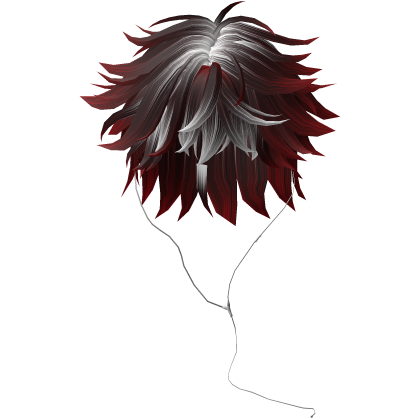 Y2K emo boy with headphones, red white hair