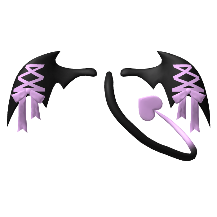 Bat Devil Imp Lace Tail - Black Pastel Purple