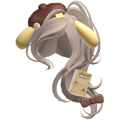 ♡ cute kawaii pompompurin ponytail 🍮 light brown Roblox item