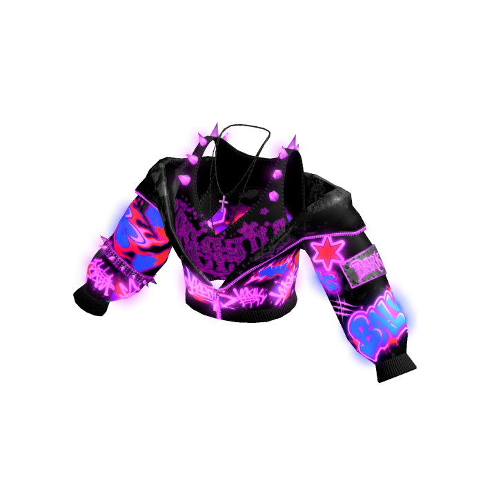 Glowing Punk Graffiti Crop Jacket Purple[MAX]