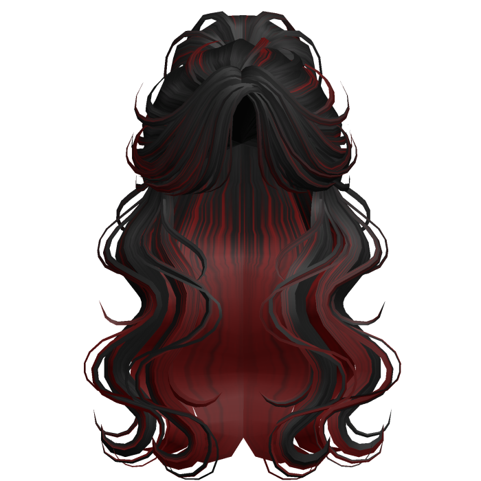 Crimped Wavy Empress Ponytail Black&Red