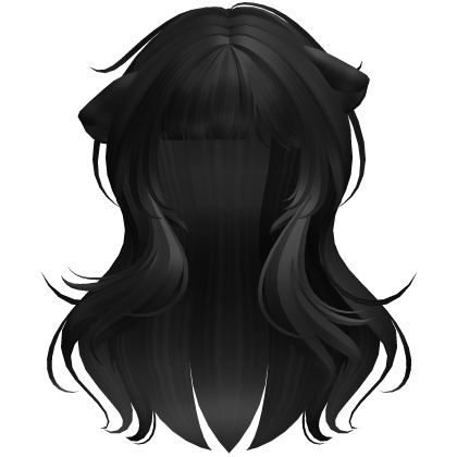 Black Kawaii Wavy Shy Cat Girl Hair Roblox item