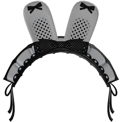 black white lace bunny ears bonnet polka dots bow Roblox item