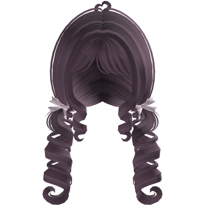 ♡ cute purple curly pigtails with pink bows thumbnail