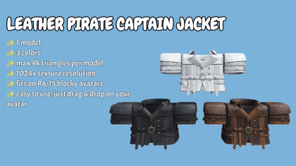 [R15/R6] Leather pirate captain jacket preview 1