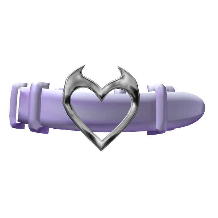 Goth Imp Heart Belt Choker Y2K - Lavender Silver