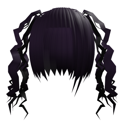 crimped goth pigtails in purple + black Roblox item