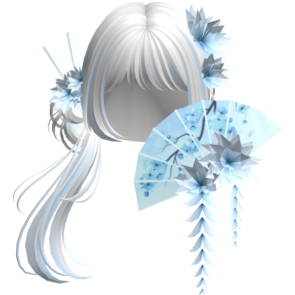 Side Ponytail w/ Cherry Blossoms & Fan