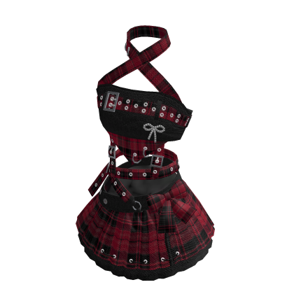 Red Plaid Harness Outfit