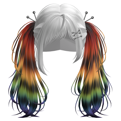 Rainbow Raccoon Y2K Emo Punk Pigtails w/ Pins