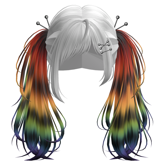 Rainbow Raccoon Y2K Emo Punk Pigtails w/ Pins