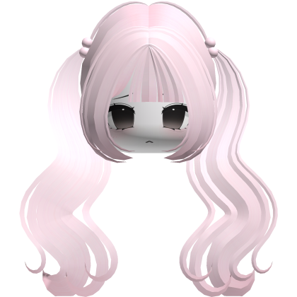  ♡ Kawaii pigtails hair pink + moe chibi face