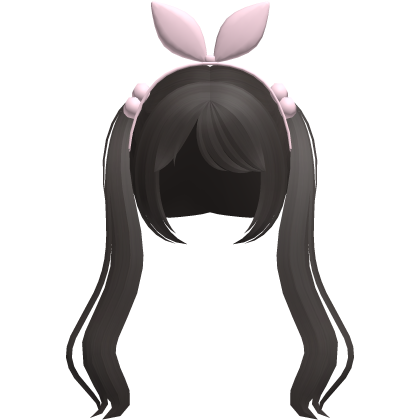 dark ash cute pigtails w bunny ears hair bow