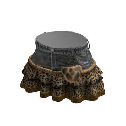denim leopard skirt
