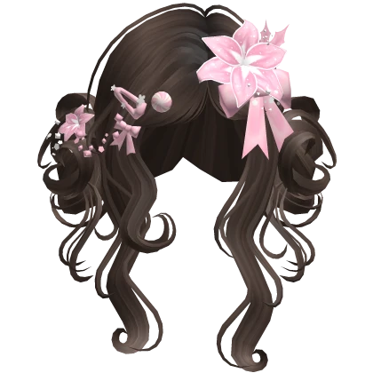 ♡ Christmas Flowery Twin Buns (Brown) | Roblox Item - Rolimon's
