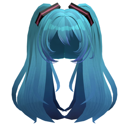 Miku Long Fluffy Twintails Hair - Blue Teal Roblox item