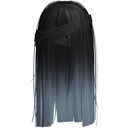 Horror Black Blue Hair w Black Face Bandages Roblox item