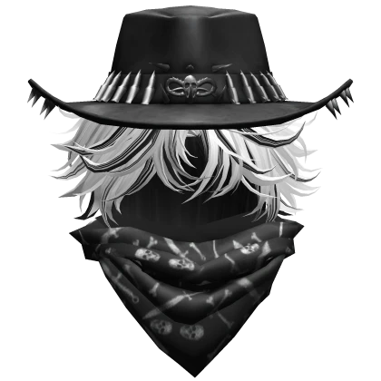 Black&White Messy Hair w/ Emo Cowboy Hat + Bandana | Roblox Item ...