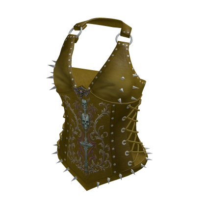 Spiked Ring Strap Corset Top (Olive)