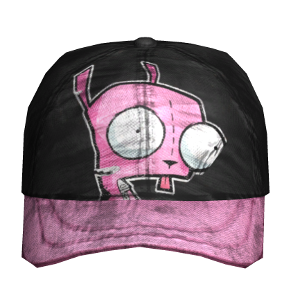 2000s pink nerd scene gir distressed cap