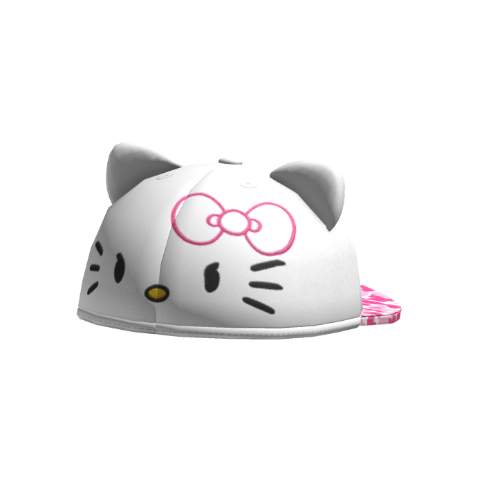 Angry kawaii kitty fitted cap - White /w pink camo