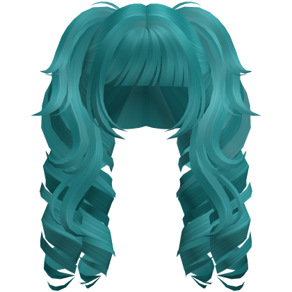 Curly Fluffy Anime Pigtails Teal Blue Roblox item