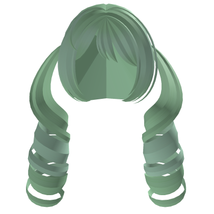 cute kawaii green adorable short curly pigtails  Roblox item