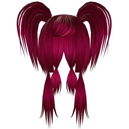 Razor cut emo pigtails w/ side bangs in crimson Roblox item
