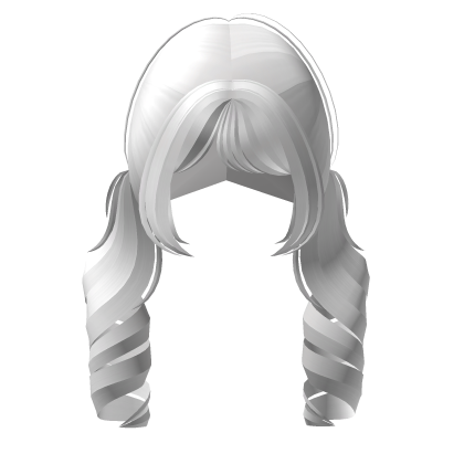 ♡ : curly doll hair back pigtail in white Roblox item