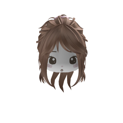 cute messy wavy brown hair updo with face y2k Roblox item