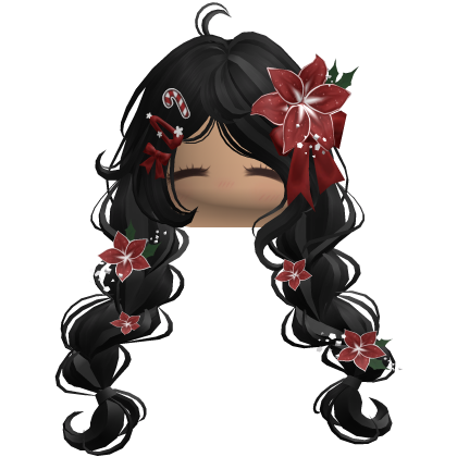 ♡ Christmas Preppy Flower Braids (Black)