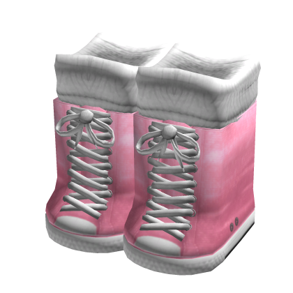 Y2K Knee High Shoes w Socks Pink