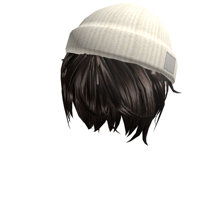 Aesthetic Brown Messy Anime Hair w/ White Beanie