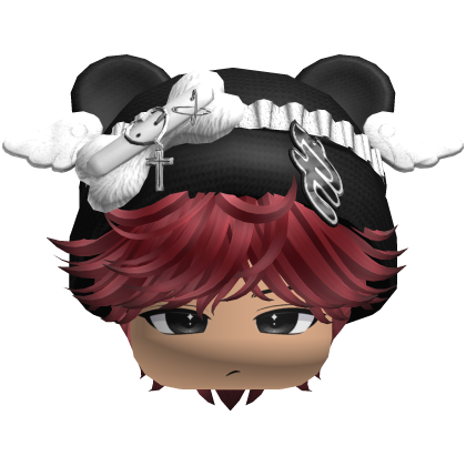 Cute Black and Red hair Cat Cap Anime Y2k