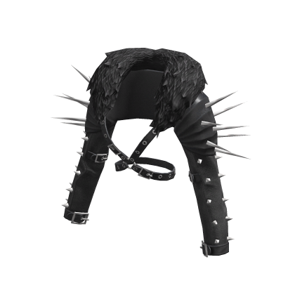Black Denim Spiked Jacket Fur Collar thumbnail