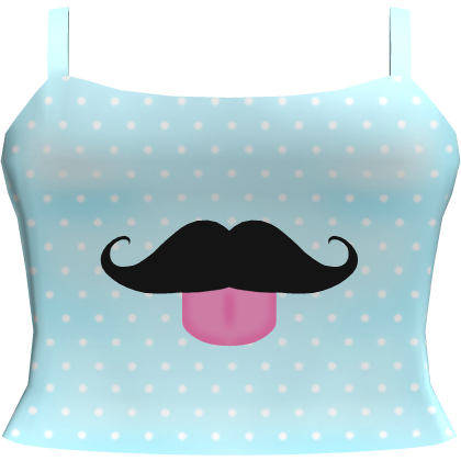 ♡ blue pastel goth polka dot bleh mustache top