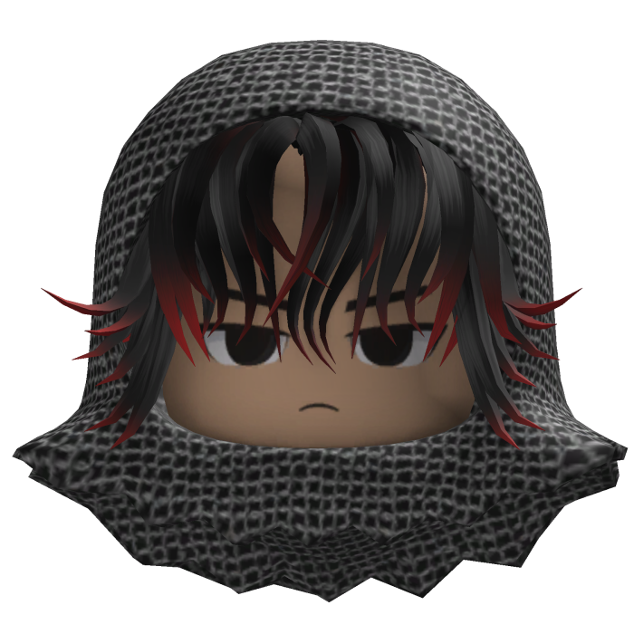 Messy Hair w/ Hood (Black/Red)