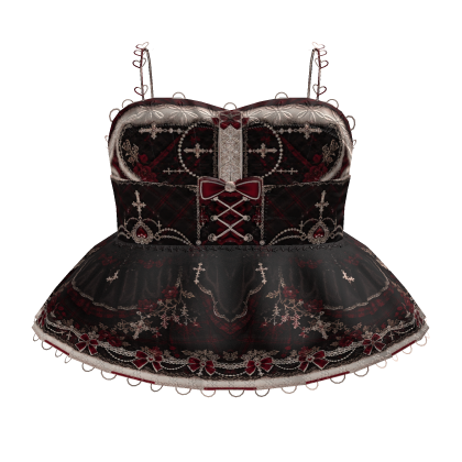 3.0 Halloween Gothic Red Black Lolita Corset Dress