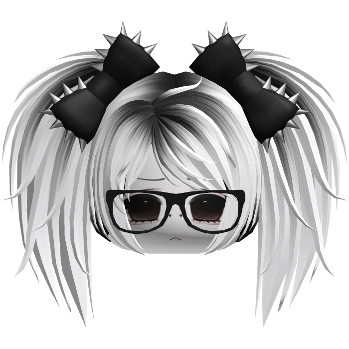 Gothic Moe White & Black Messy Pigtails /w Glasses