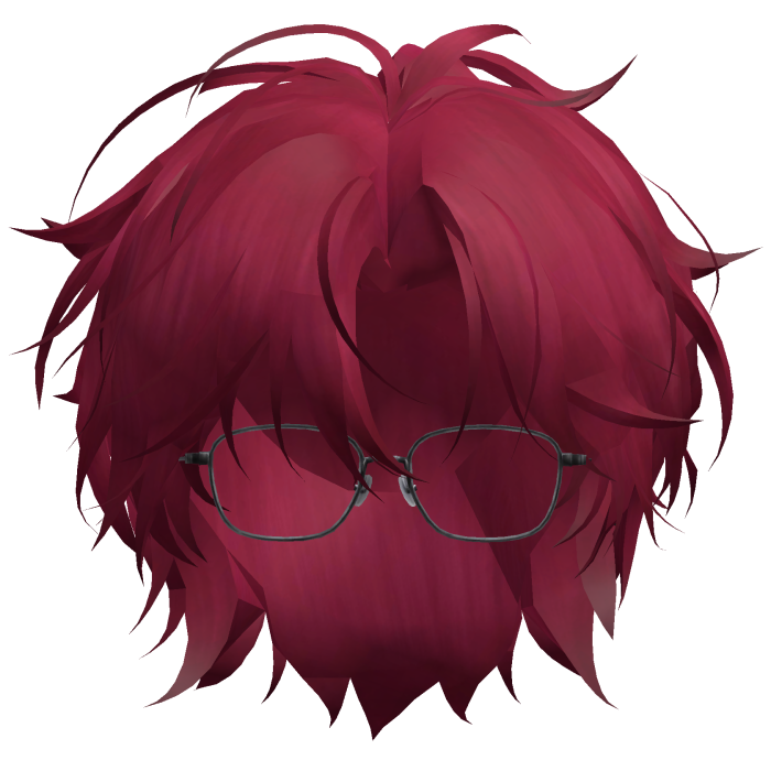 Red Korean Idol Messy Hair w/ Glasses